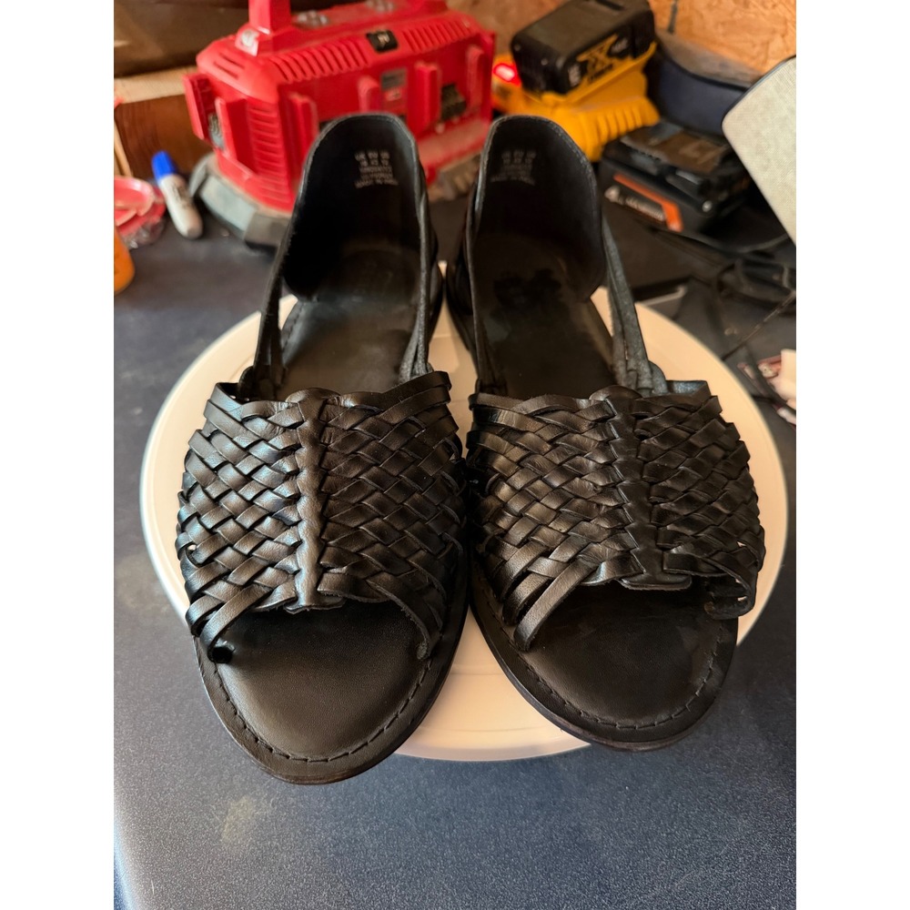 ASOS DESIGN Mens Black Leather Woven Huarache Sandals Flat 109264113 US 12